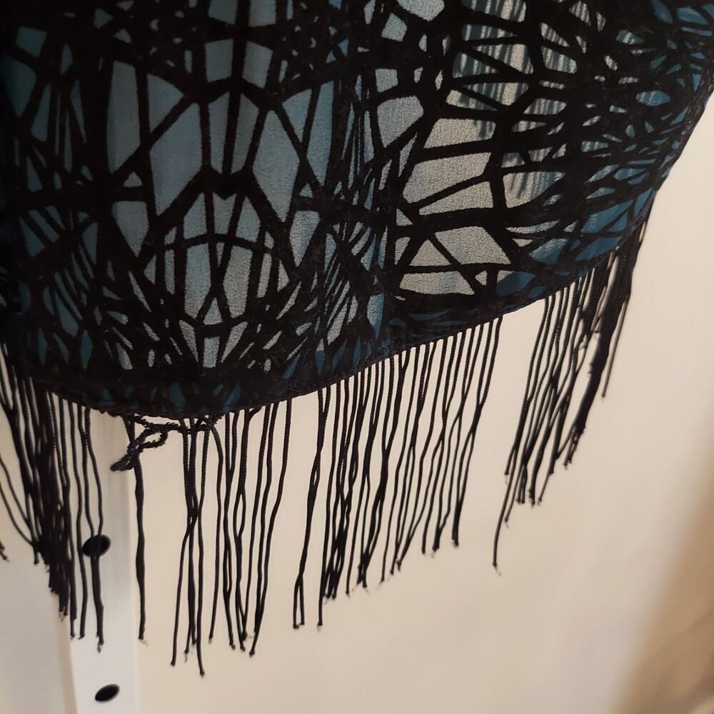 Hot Topic Velvet Burnout Kimono Cardigan Fringe Goth Whimsigoth Fairy Small - Picture 7 of 8